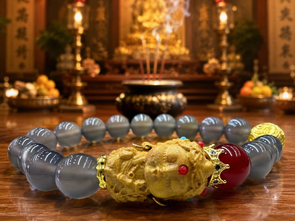 Buddhist Zen Gray Agate Pixiu Wealth Bracelet